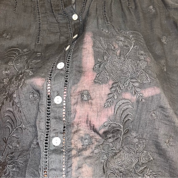 Kyla Seo Cotton Semi Sheer Embroidered Button Down Blouse - Picture 3 of 9